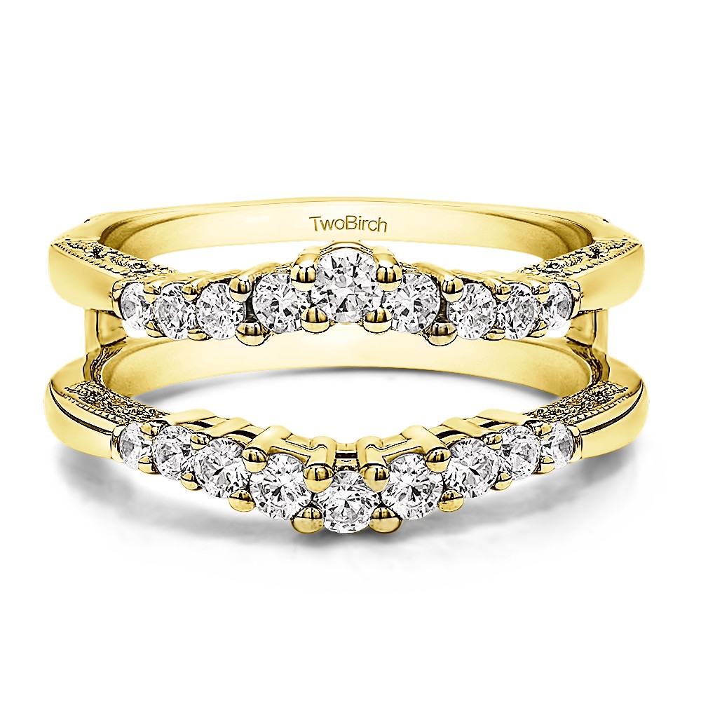 0.71 Ct. Vintage Ring Guard with Filigree Designs in Yellow Gold