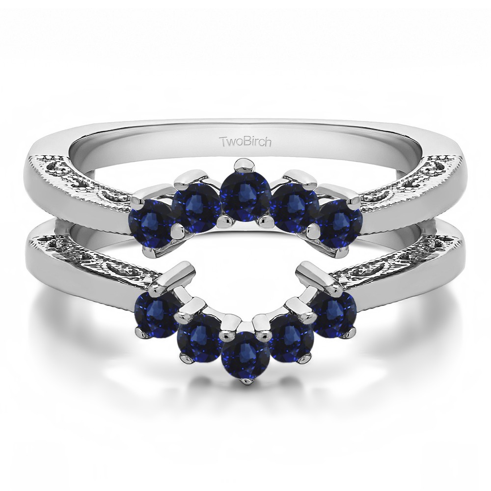 0.5 Ct. Sapphire Filigree Vintage Halo Ring Guard
