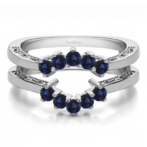 0.5 Ct. Sapphire Filigree Vintage Halo Ring Guard