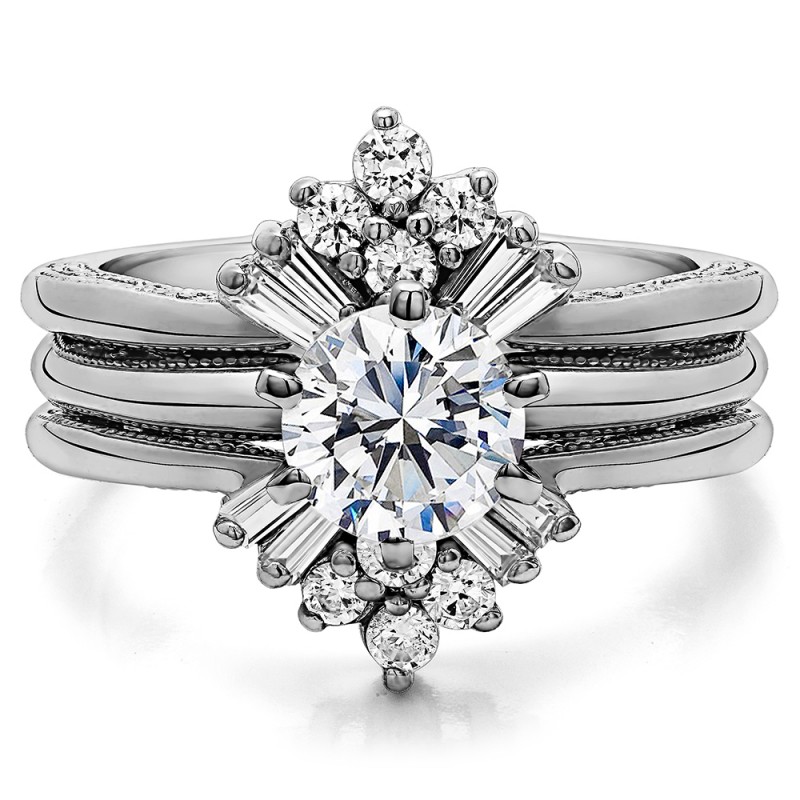 Vintage Diamond Wedding Band Ring Guard in 18K White Gold - Filigree  Jewelers