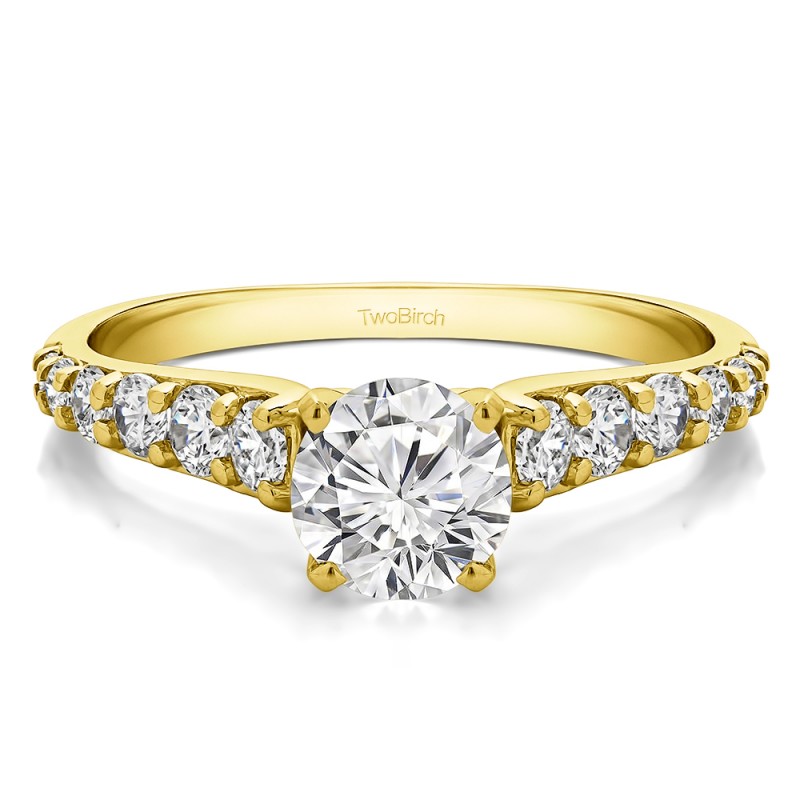 3-Stone Channel Set Diamond Engagement Ring 18K White Gold: +$240