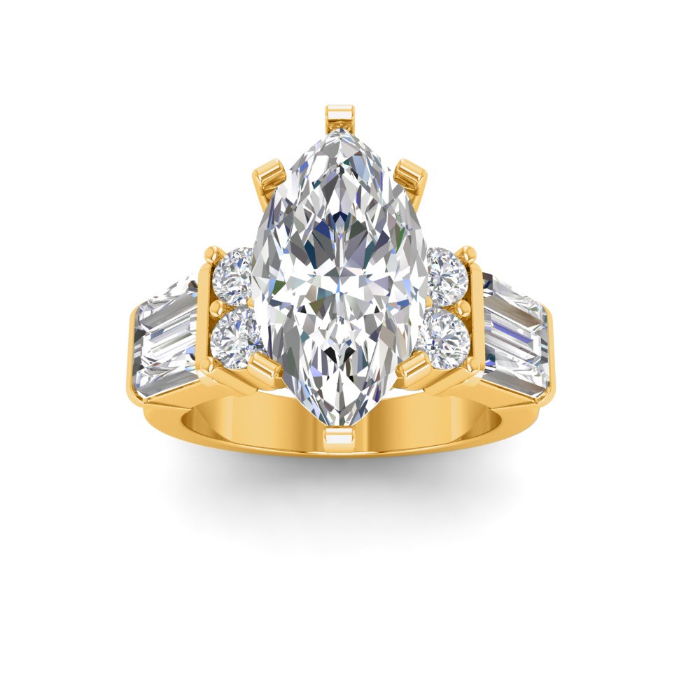 Ct Marquise Moissanite Wide Band Statement Engagement Ring