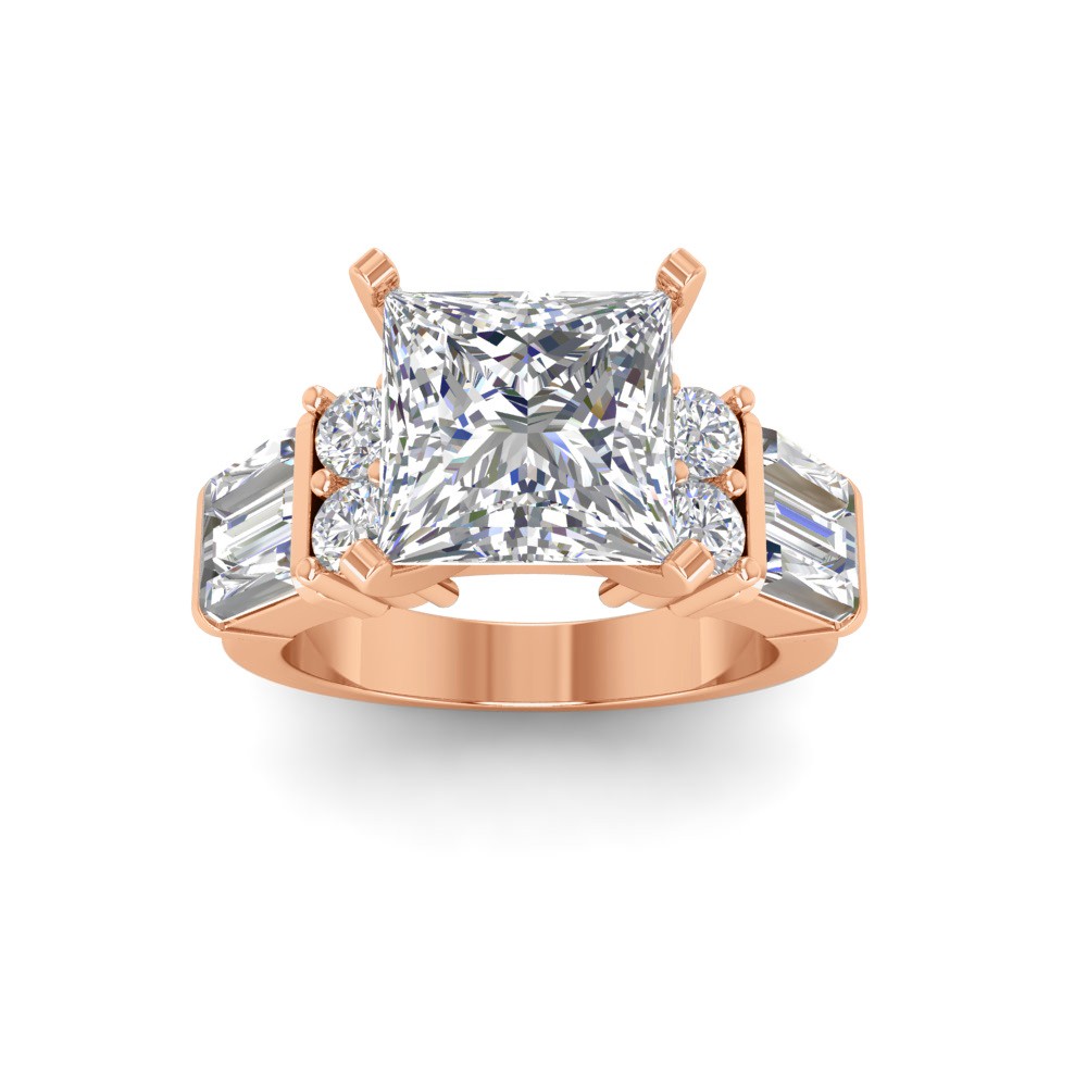 6 Ct Princess Moissanite Wide Band Engagement Ring