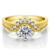 0.2 Ct. Round Chevron Swirl Prong Set Ring Wrap in Yellow Gold