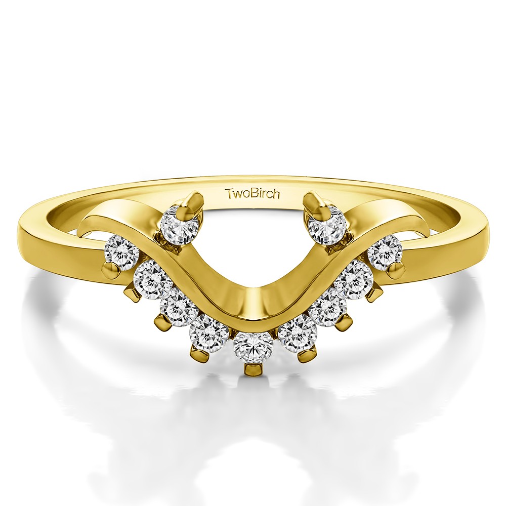 0.2 Ct. Round Chevron Swirl Prong Set Ring Wrap in Yellow Gold
