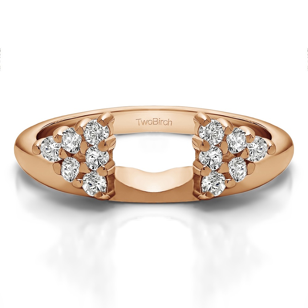0.25 Ct. Twelve Stone Shared Prong Cluster Ring Wrap Enhancer in Rose Gold