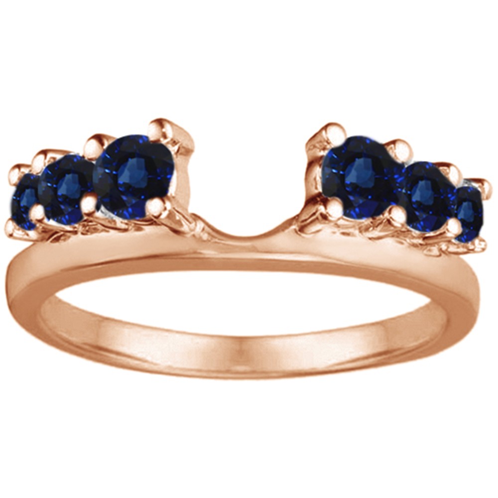 0.25 Ct. Sapphire Double Shared Prong Graduated Six Stone Ring Wrap in Rose Gold