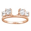 0.35 Ct. Round and Tapered Baguette Ring Wrap in Rose Gold