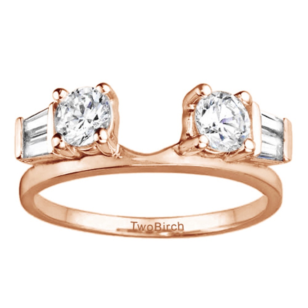 0.35 Ct. Round and Tapered Baguette Ring Wrap in Rose Gold