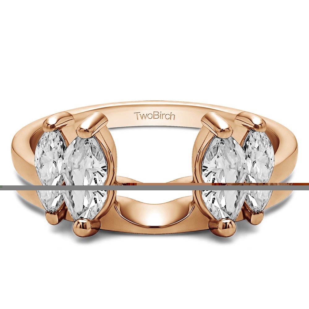 0.32 Ct. Graduated Marquise Solitaire Enhancer Ring Wrap in Rose Gold