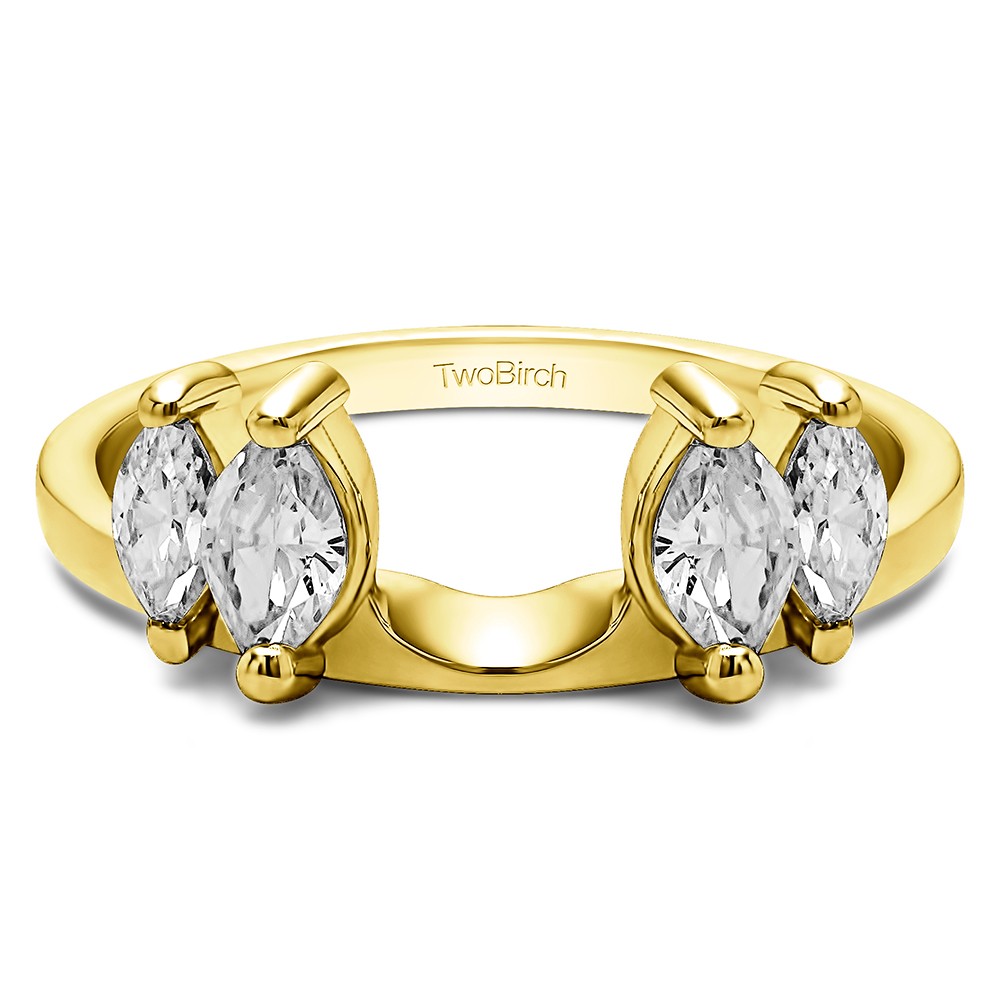 0.32 Ct. Graduated Marquise Solitaire Enhancer Ring Wrap in Yellow Gold
