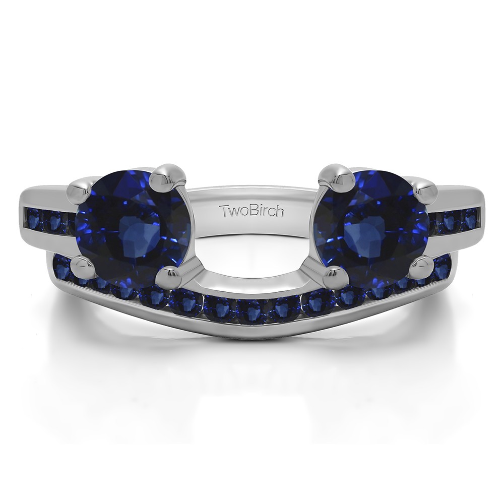 0.65 Ct. Sapphire Two Stone Ring Wrap with Channel Set Band