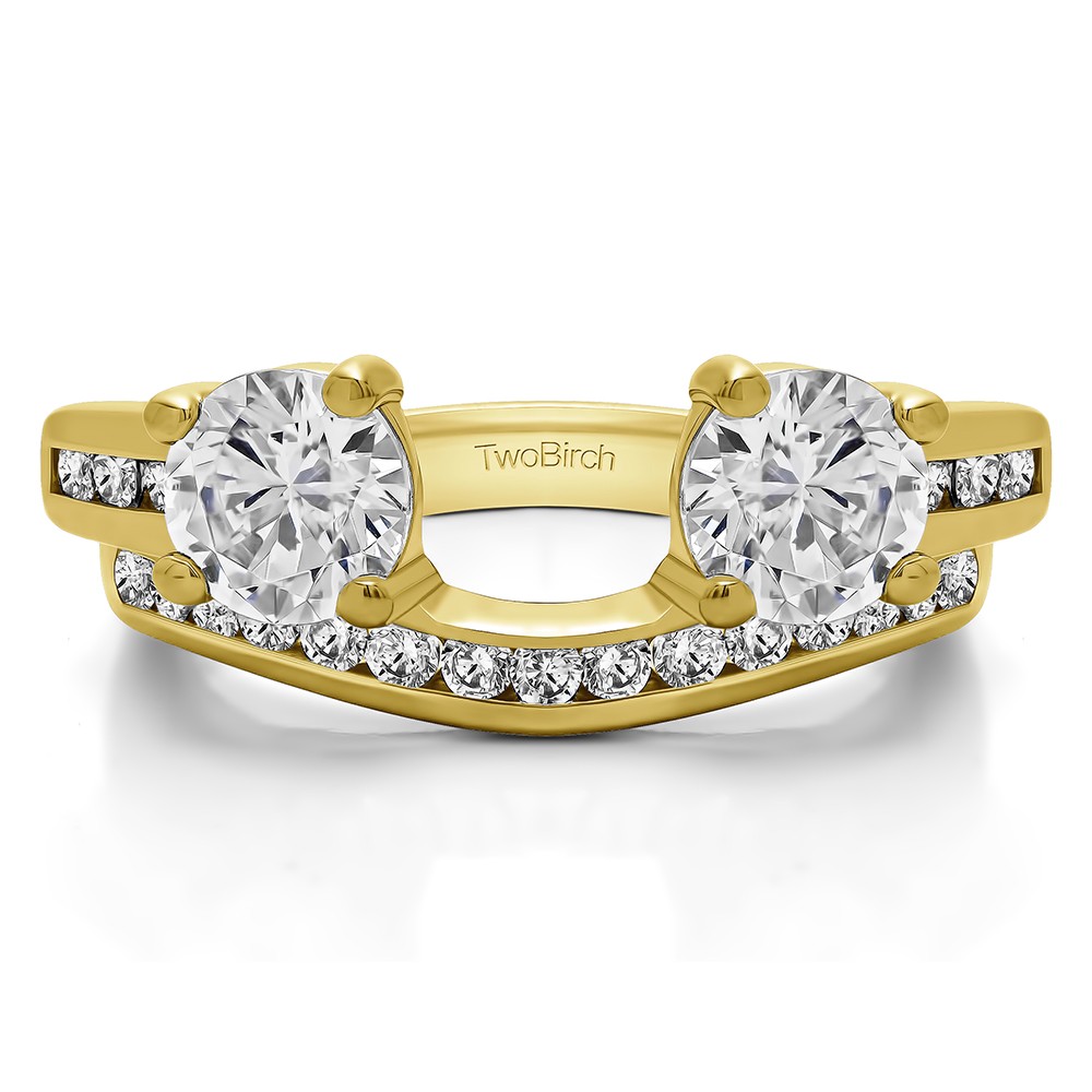 0.75 Ct. Two Stone Ring Wrap with Channel Set Band in Yellow Gold