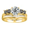 0.41 Ct. Black and White Four Stone Solitaire Anniversary Ring Wrap Enhancer in Yellow Gold