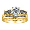 0.34 Ct. Black Four Stone Solitaire Anniversary Ring Wrap Enhancer in Yellow Gold