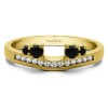 0.41 Ct. Black and White Four Stone Solitaire Anniversary Ring Wrap Enhancer in Yellow Gold
