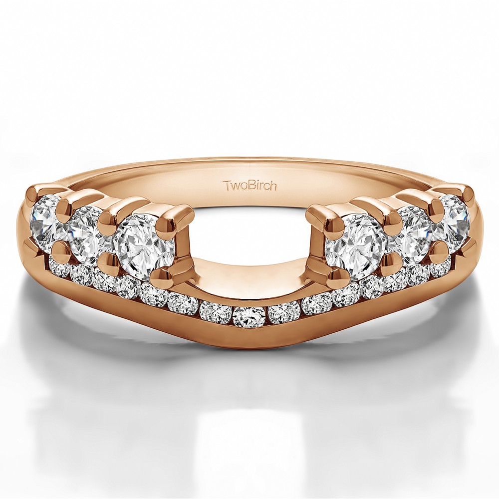 0.49 Ct. Six Stone Anniversary Ring Wrap with Channel Set Band in Rose Gold