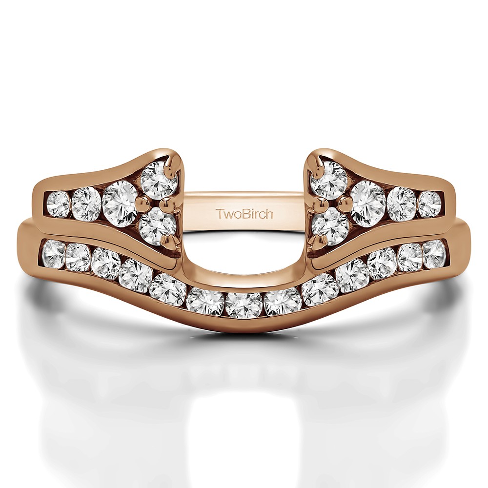 1.2 Ct. Round Channel Set Curved Anniversary Ring Wrap with Round  in Rose Gold