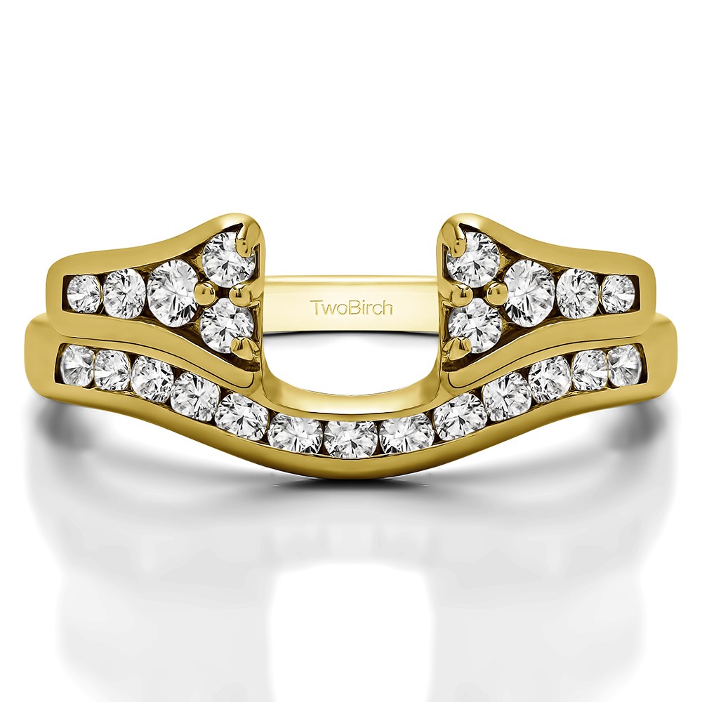 0.76 Ct. Round Channel Set Curved Anniversary Ring Wrap with Round  in Yellow Gold