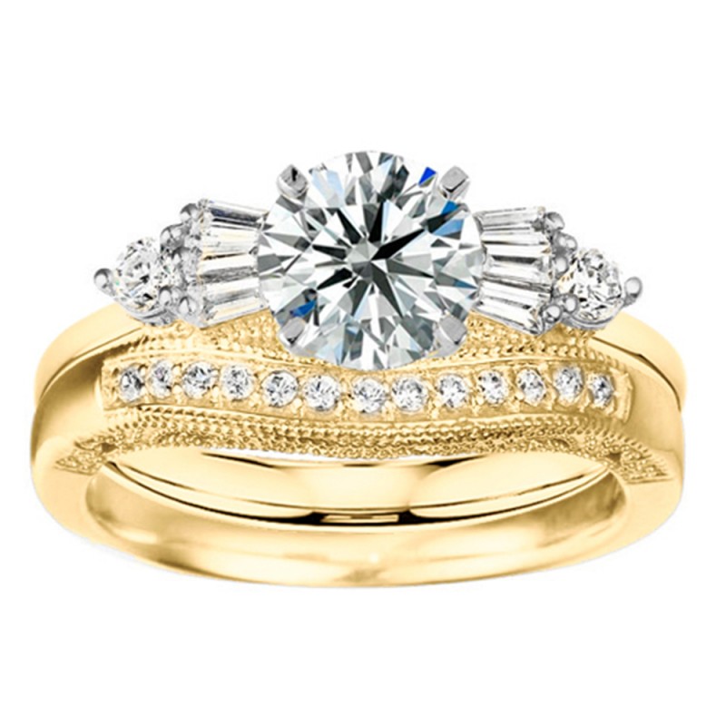 TwoBirch Ring Wrap 0.39 Ct. Contour Vintage Ring Wrap Enhancer with Filigree and Millgraining