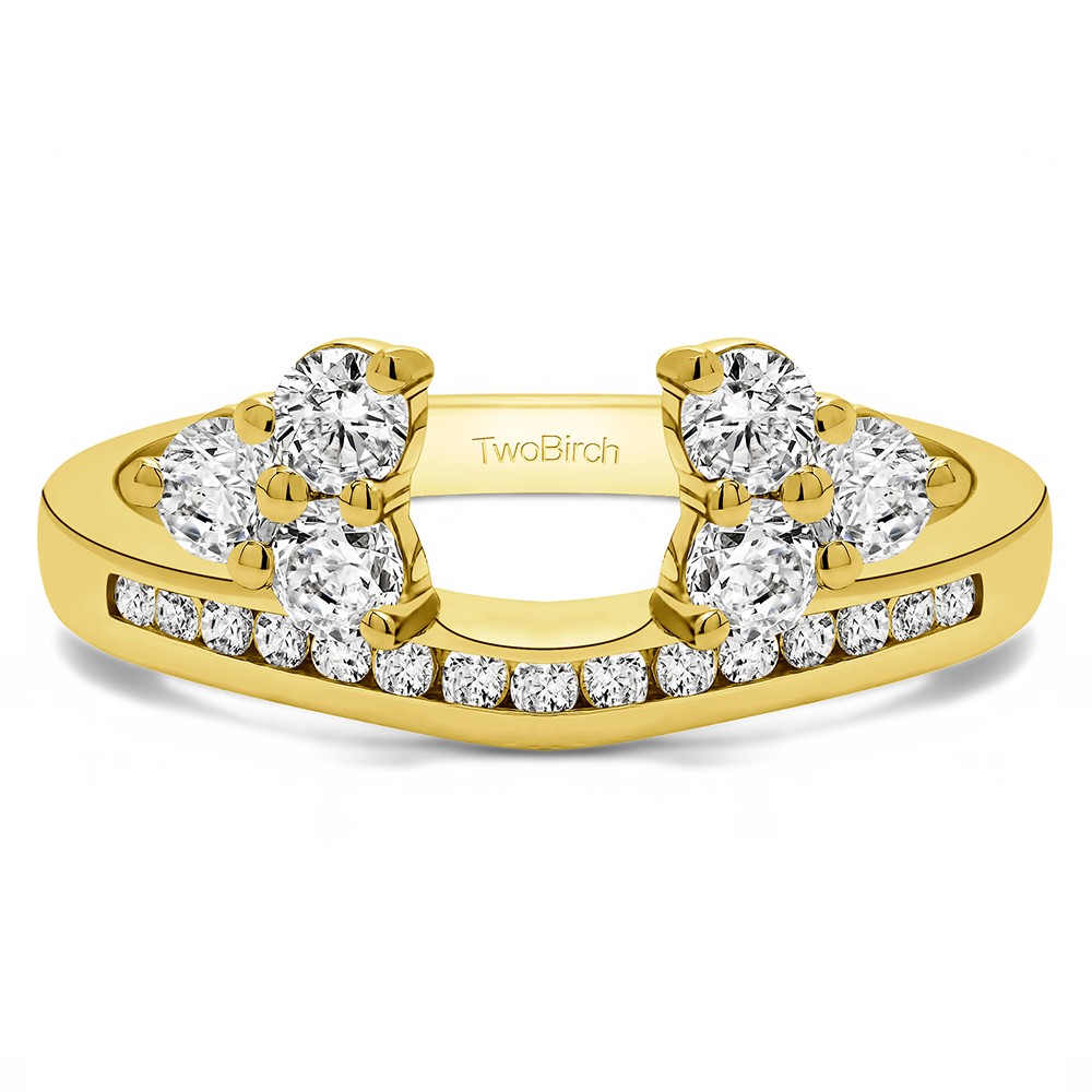 0.25 Ct. Round Cluster Contour Channel Set Anniversary Ring Wrap in Yellow Gold