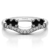 0.49 Ct. Black and White Shared Prong Contour Four Stone Anniversary Ring Wrap