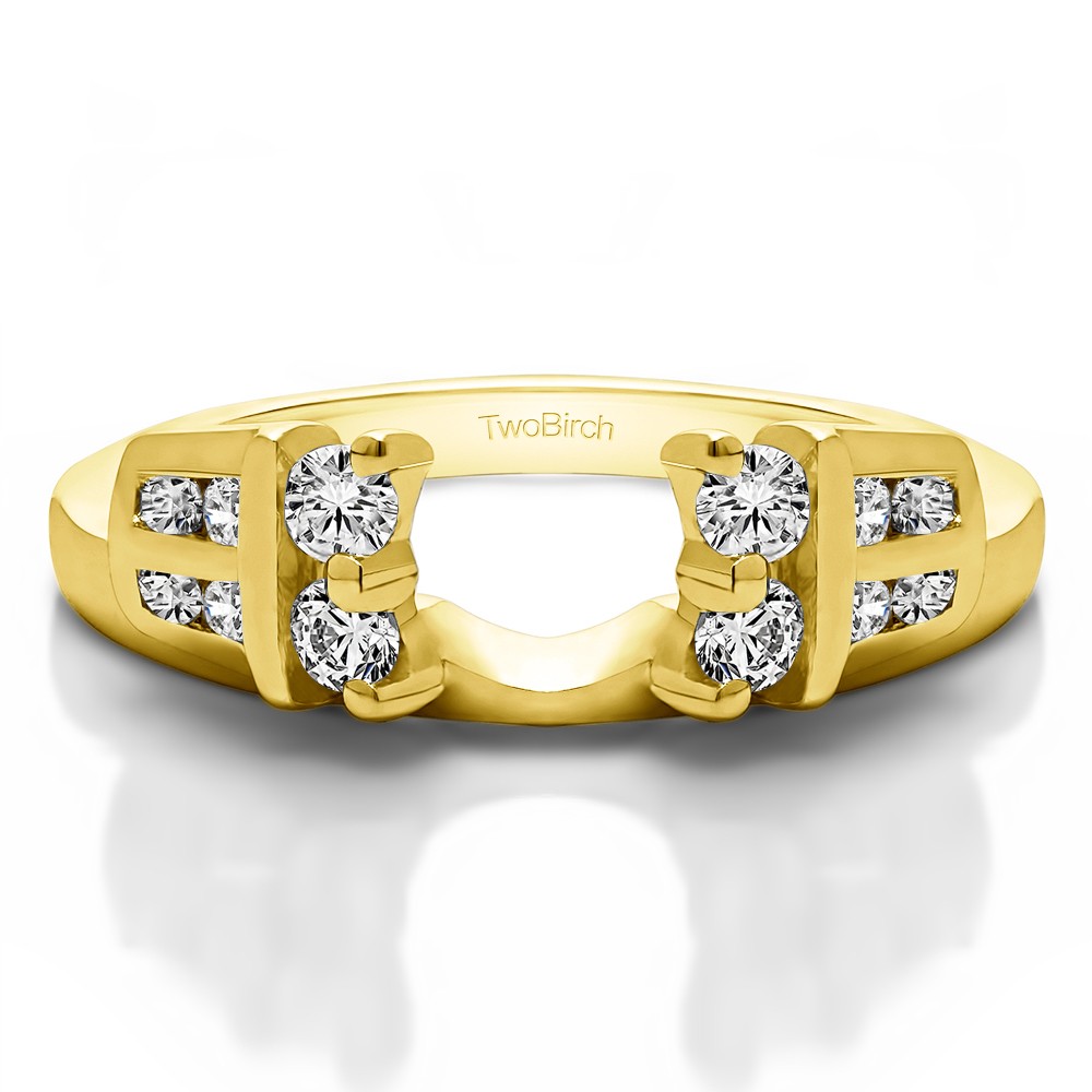 0.32 Ct. Double Row Channel and Prong Set Ring Wrap Enhancer in Yellow Gold