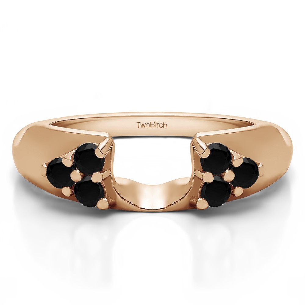 0.75 Ct. Black Cluster Prong Wedding ring wrap in Rose Gold