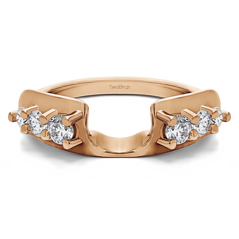 0.5 Ct. Six Stone Shared Prong Graduated Ring Enhancer in Rose Gold
