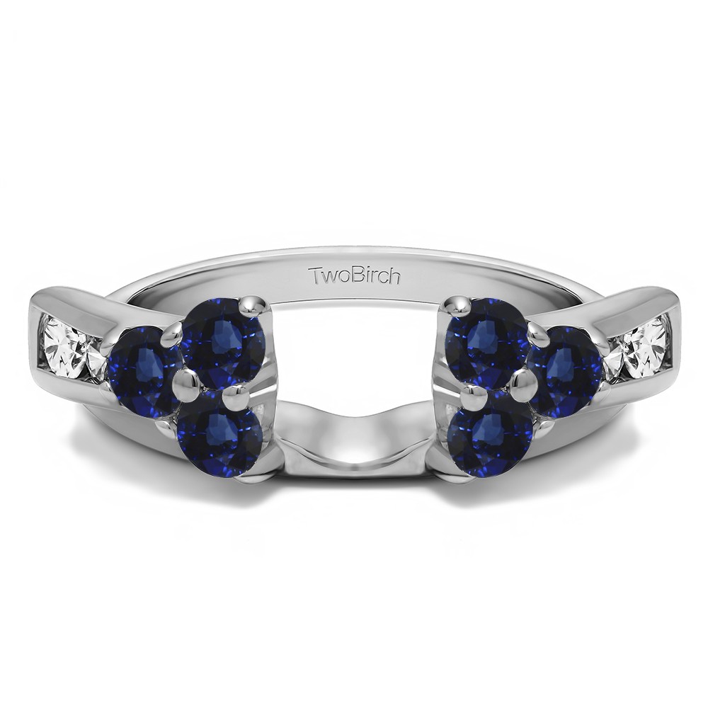 0.34 Ct. Sapphire and Diamond Prong Cluster and Channel Set Ring Wrap Enhancer