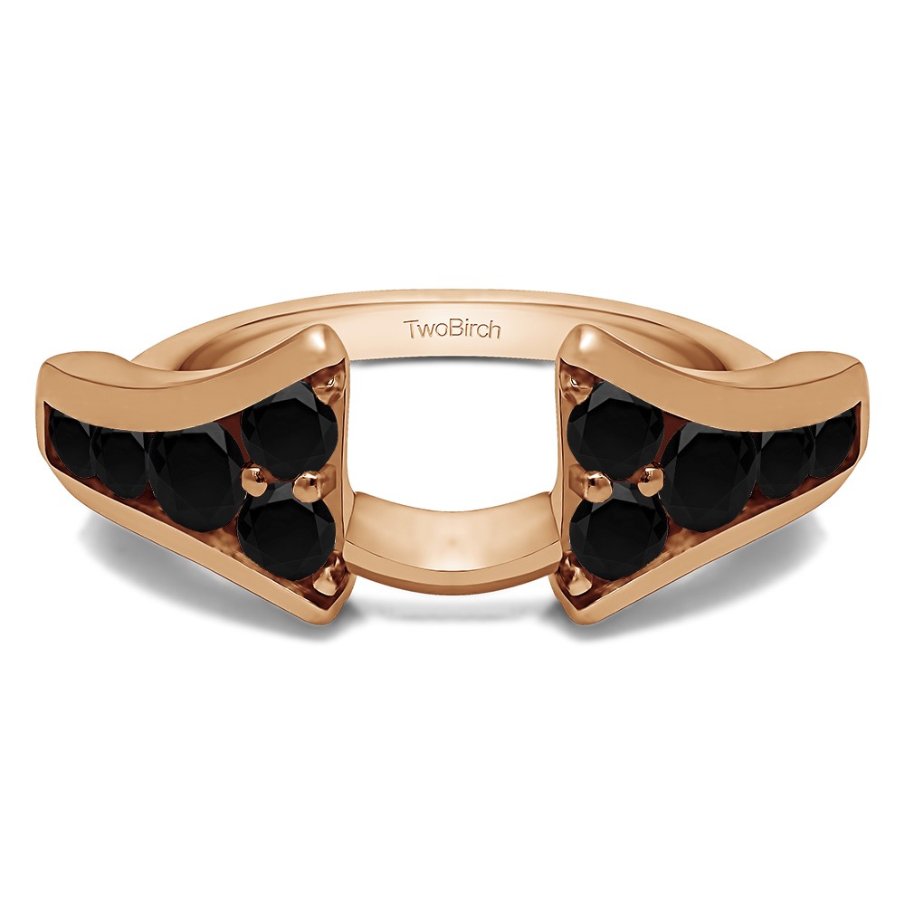 0.5 Ct. Black Round Chevron Wedding Ring Wrap Enhancer in Rose Gold