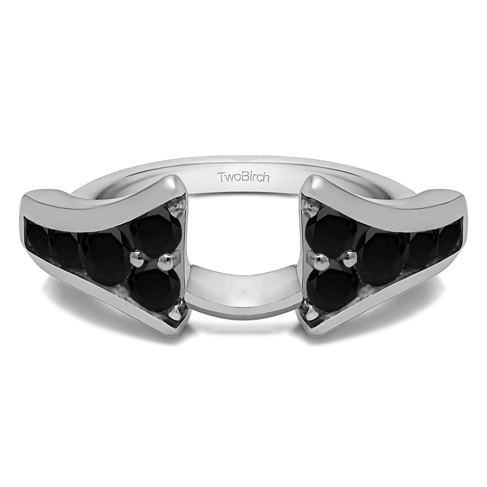 0.25 Ct. Black Round Chevron Wedding Ring Wrap Enhancer