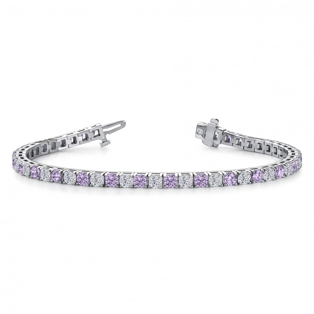 2 Ctw Moissanite and Amethyst Birthstone Tennis Bracelet