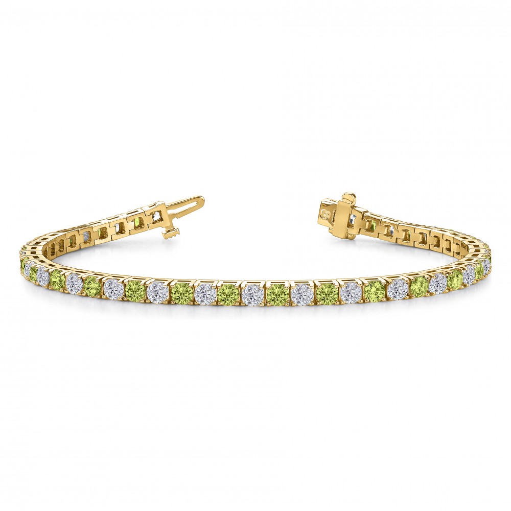 2 Ctw Moissanite and Peridot Birthstone Tennis Bracelet