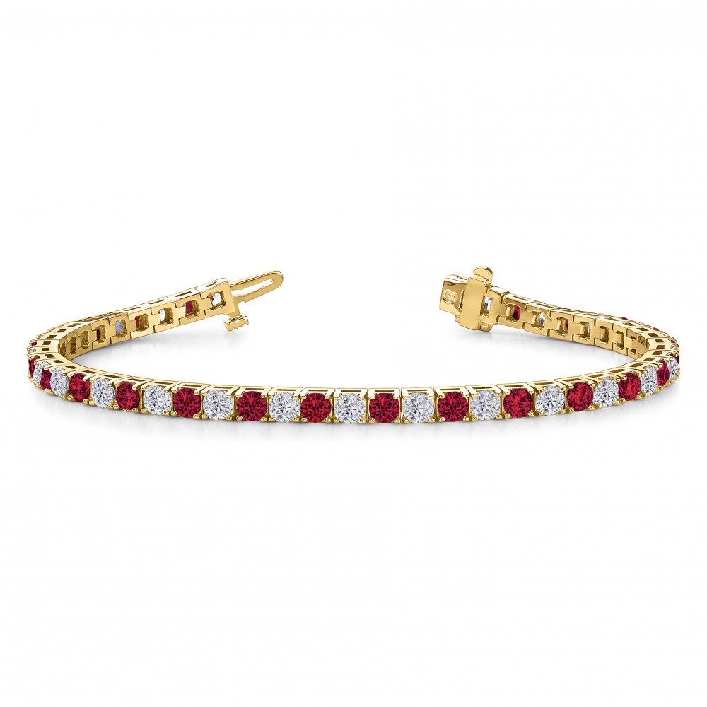 2 Ctw Moissanite and Ruby Birthstone Tennis Bracelet