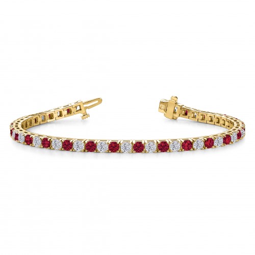 2 Ctw Moissanite and Ruby Birthstone Tennis Bracelet