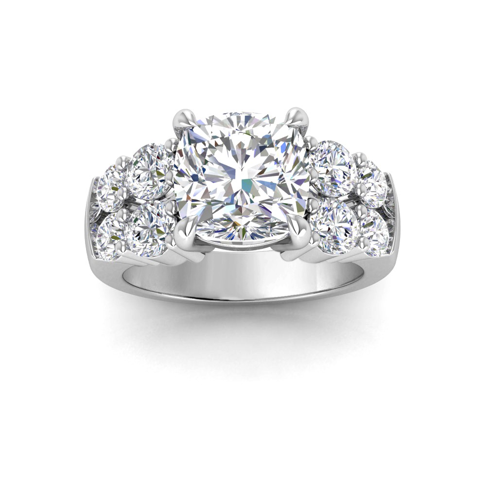 5 Ct Cushion Moissanite Engagement Ring with Wide Band