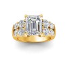 4 Ct Emerald Lab Diamond Engagement Ring with Wide Band
