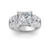 3 Ct Princess Colorless Lab Diamond Engagement Ring with Wide Band