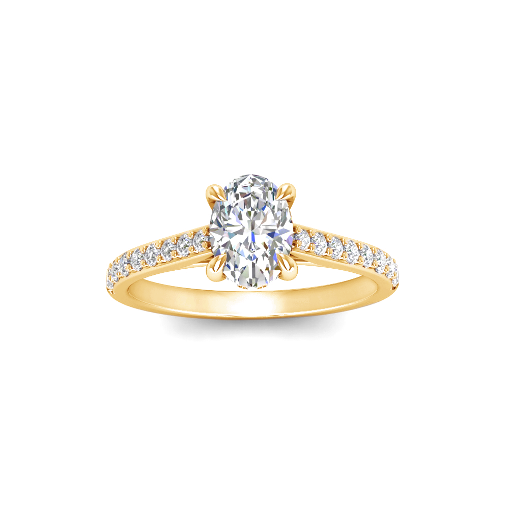 1 Ct Oval Lab Diamond Secret Halo Classic Engagement Ring