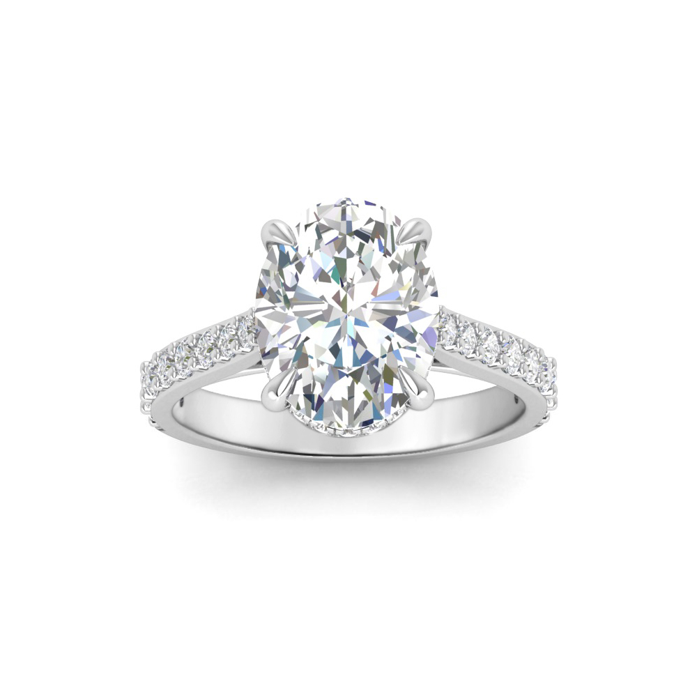 3 Ct Oval Colorless Lab Diamond Secret Halo Classic Engagement Ring
