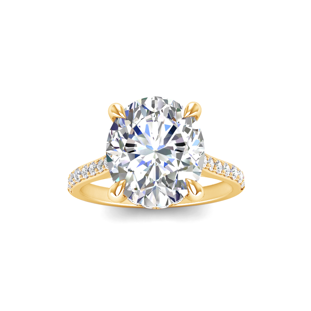 4 Ct Oval Lab Diamond Secret Halo Classic Engagement Ring