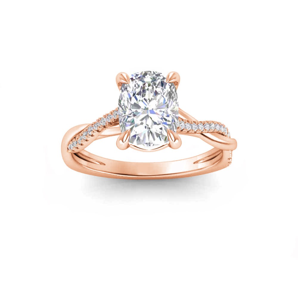 4 Ct Rectangular Cushion Lab Diamond Intertwined Engagement Ring