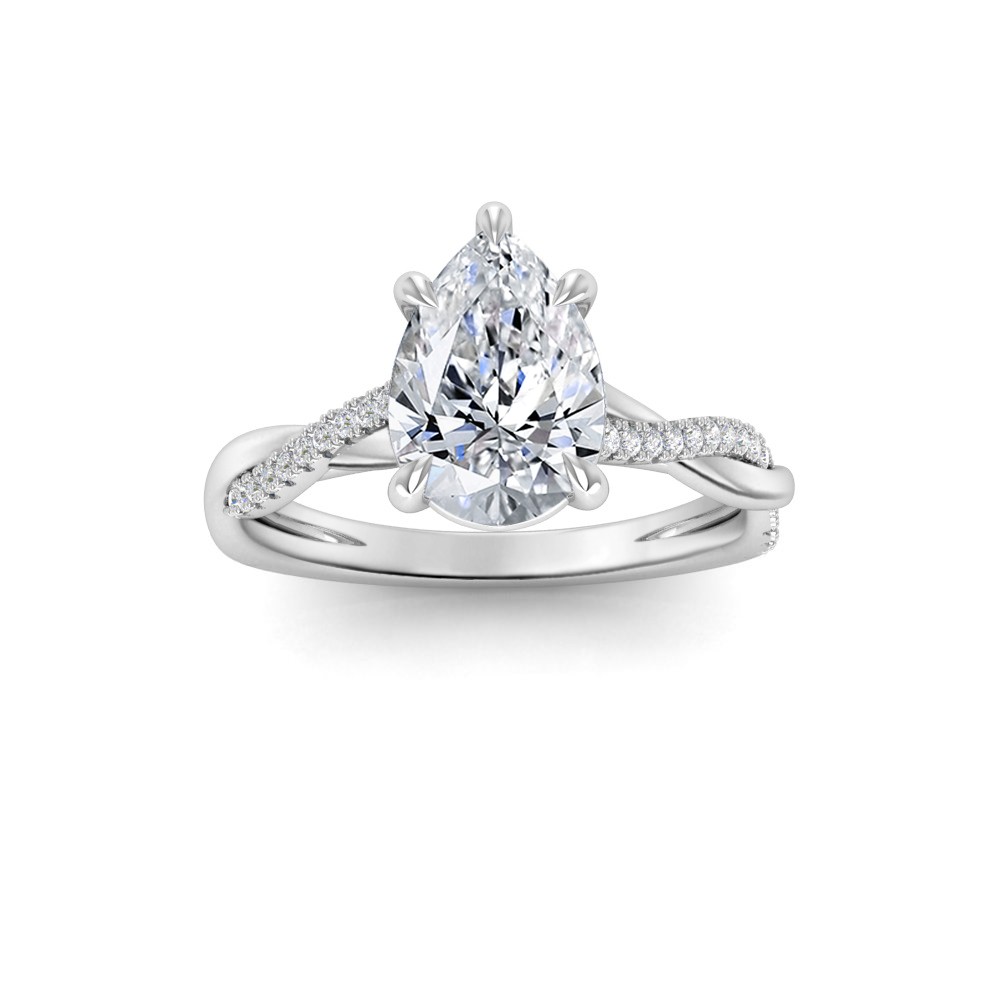 5 Ct Pear Lab Diamond Intertwined Engagement Ring