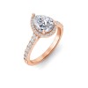 3 Ct Pear Moissanite Classic Pave Halo Engagement Ring