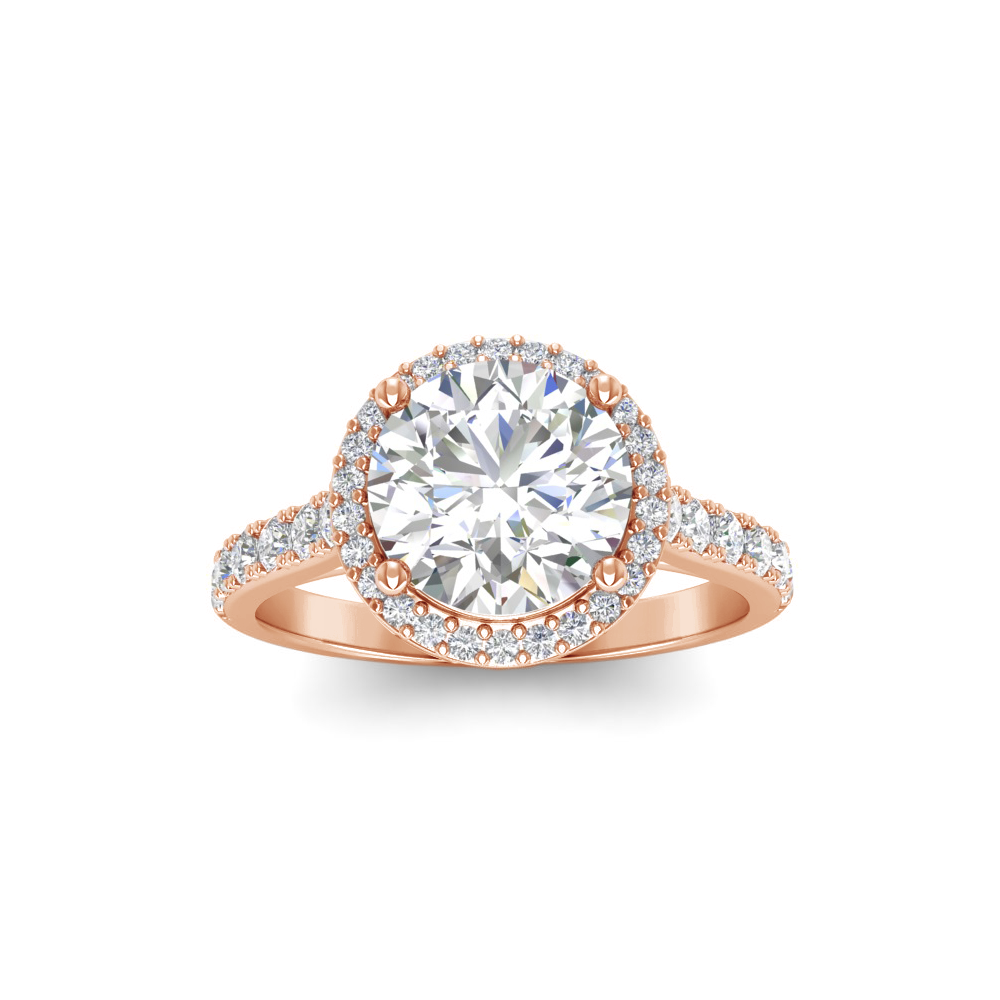 4 Ct Round Lab Diamond Classic Pave Halo Engagement Ring