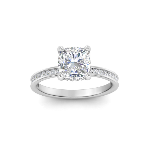 1 Ct Cushion Moissanite Dainty Channel Set Engagement Ring
