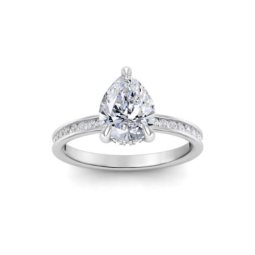 1 Ct Pear Moissanite Dainty Channel Set Engagement Ring