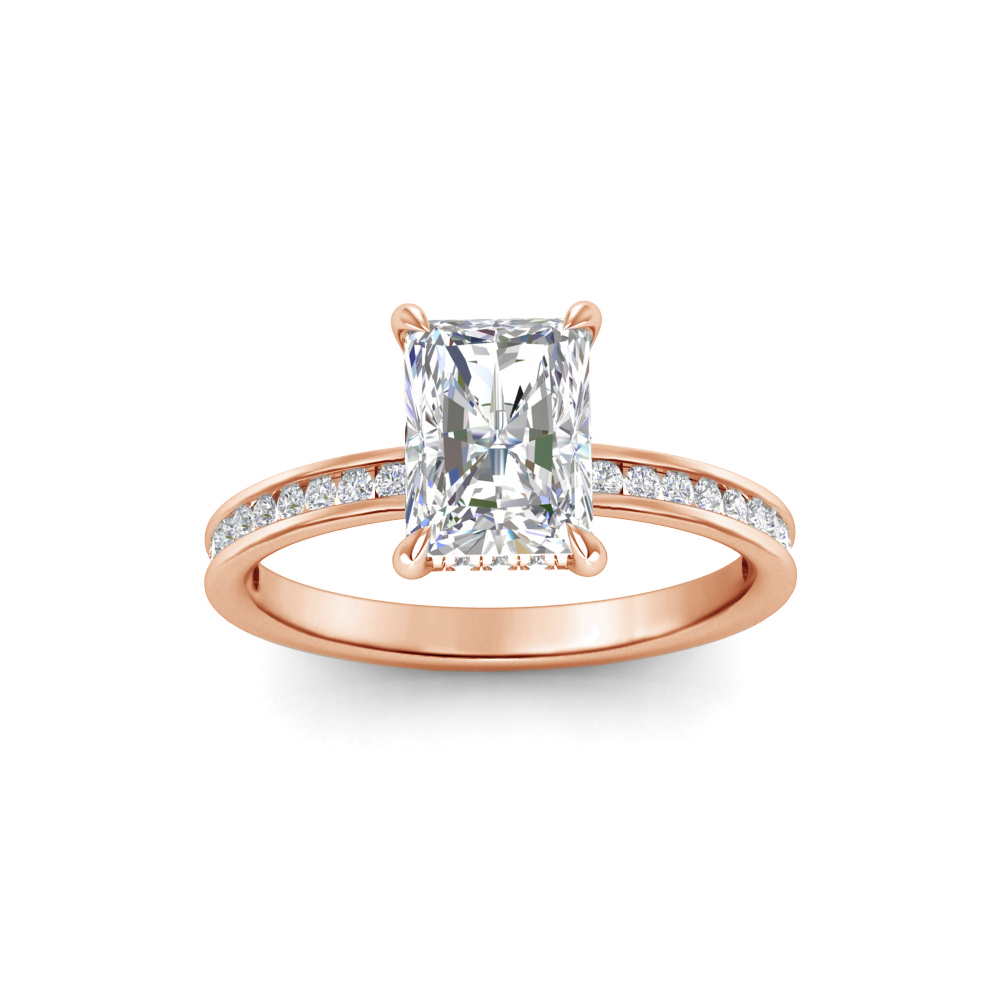 4 Ct Radiant Moissanite Dainty Channel Set Engagement Ring