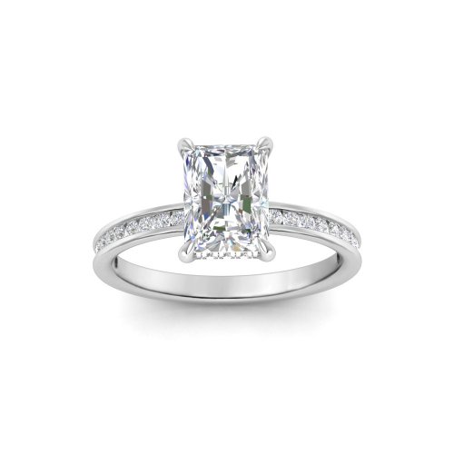1 Ct Radiant Moissanite Dainty Channel Set Engagement Ring